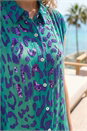 Teal Animal Print Embellished Blouse, Image 4 of 4