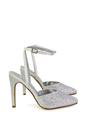 White XY LONDON White 'Indyah' Diamante 2 Part Shoes Ankle Strap Stiletto High, Image 2 of 5