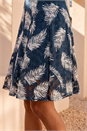 Teal Leaf Print Lace Stretch Dress, Image 4 of 4