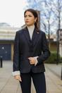 Black Infinity Leather Black Herringbone Check Tweed Wool Blend Blazer, Image 2 of 5