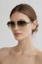 Brown SVNX Brown Retro Square Navigator Sunglasses in Brown, Image 1 of 5