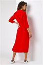 Red Textured Midi Shirt Dress, Image 2 of 5