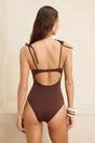 Brown WOVCOR Brown Underwired V Neck Tie Strap Swimsuit, Image 3 of 3