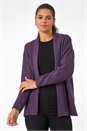 Plum Edge to Edge Pointelle Knit Cardigan, Image 4 of 5