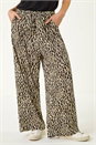 Khaki Petite Animal Wide Leg Trouser, Image 4 of 5