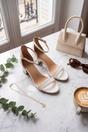 White Zara Womens Ankle Strap Block Heel Sandals, Image 1 of 8