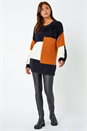 Rust Fluffy Colour Block Longline Jumper, Image 2 of 5