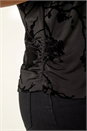 Black Floral Flocked Stretch Top, Image 5 of 5