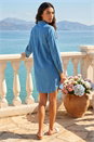 Denim Denim Button Down Shirt Dress, Image 3 of 4