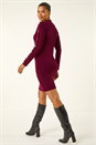 Wine Button Detail Roll Neck Jumper Dress, Image 3 of 5