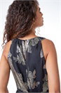 Gold Floral Foil Print Maxi Dress, Image 4 of 5