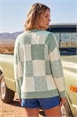 Mint Patchwork Cable Knit Jumper, Image 3 of 4