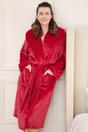Burgundy Camille Lingerie Burgundy Supersoft Fleece Ribbed Collar Robe, Image 2 of 7