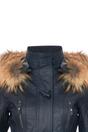 Navy Lamb Leather Parka Fur Hood Jacket, Image 6 of 6