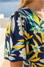 Yellow Leaf Button Detail Tea Dress, Image 4 of 4