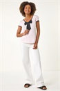 Light Pink Bow Front Stretch Top, Image 2 of 5