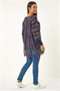 Midnight Blue Fringe Hem Knit Longline Jumper, Image 3 of 5