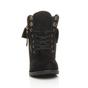 Black Lace Up Knitted Collar Biker Ankle Boots, Image 6 of 6
