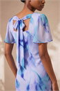 Blue Petite Floral Cowl Neck Midi Dress, Image 4 of 4