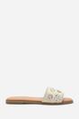 Cream Karter Embellished Canvas Slide On Sandals, Image 3 of 6