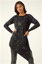 Black Longline Metallic Spot Asymmetric Jumper, Image 1 of 5