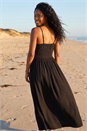 Black Lace Bodice Shirred Midi Dress, Image 3 of 4