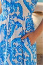 Blue Border Print Button Dress, Image 4 of 4