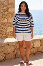 Blue Curve Wave Stripe Jumper, Image 3 of 4
