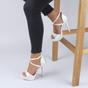 White AJVANI White High Heel Crossed Straps Platform Sandals, Image 5 of 6