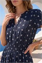 Navy  Petite Border Print V-Neck Dress, Image 4 of 4