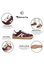 Wine Leather Trainers Sneaker Shoes, Image 3 of 8