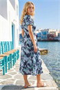 Navy  Floral Lace Trim Midi Dress , Image 3 of 4