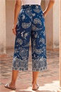 Navy  Paisley Print Wide Leg Cropped Trousers, Image 3 of 4