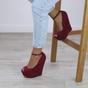 Burgundy High Wedge Heel Ankle Strap Platform Peep Toe Shoes, Image 5 of 6