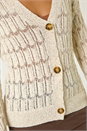 Beige Stitch Detail Button Through Knit Cardigan, Image 5 of 5