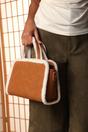 Tan Kismet Borg Trim Tote Bag with Cross Body Strap, Image 2 of 7