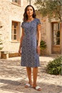 Navy Ditsy Floral Spot Tea Dress, Image 1 of 4