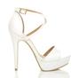 White AJVANI White High Heel Crossed Straps Platform Sandals, Image 2 of 6