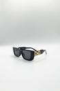 Black Rectangle Cateye Side Detail Sunglasses In Black/Gold, Image 2 of 5