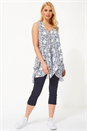 Ivory  Paisley Print Crinkle Tunic Top, Image 2 of 8