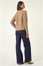 Beige Metallic Button Knit Cardigan, Image 4 of 6