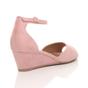 Light Pink AJVANI Light Pink Mid Wedge Heel Ankle Strap Sandals, Image 4 of 6