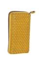 Yellow Vintage Woven Leather Zip Around Large 10 Card Coin Note Purse, Image 1 of 4