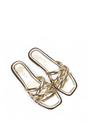 Gold XY LONDON Gold 'Fiona' Strappy Flat Open Toe Sandal Mule Sliders, Image 5 of 5