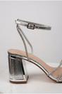 Silver iKrush Silver Cordelia Rhinestone Strap Block Heel Sandals, Image 3 of 5