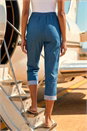 Denim Contrast Detail Cropped Stretch Trousers, Image 2 of 4