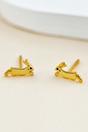 Gold Sterling Silver Bunny Rabbits Stud Earrings, Image 2 of 2