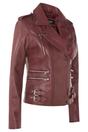 Burgundy Leather Brando Biker Jacket-Loddon, Image 2 of 6