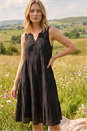 Black Cotton Trim Detail Smock Dress, Image 1 of 4