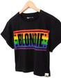 Black Blondie Cropped T-Shirt Ladies Rainbow Logo, Image 3 of 4